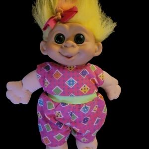 Vintage Troll Doll with Pink Outfit